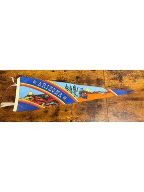 Vintage Arizona Felt Pennant With Southwestern Artwork & Ties